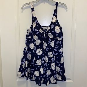CROFT & BARROW FLORAL PRINT BATHING SUIT DRESS SIZE 14